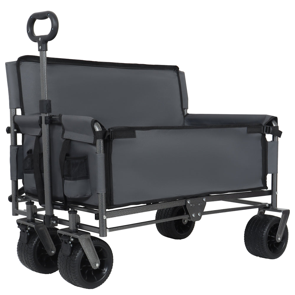 English Elm 3-in-1 Convertible Folding Utility Wagon with Bench Seat Carbon Steel Heavy Duty Gray W2932P312717