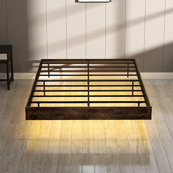 English Elm King Platform Bed with Rgb Led Ambient Glow Heavy Duty Metal Frame Floating Design T3963P446982