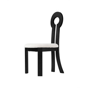 English Elm Vintage Rubber Solid Wood Dining Chair Set of 2 — Plush Berber Fleece Upholstery, Water & Stain Resistant, 280 lb Capacity Black,White W1535P281504
