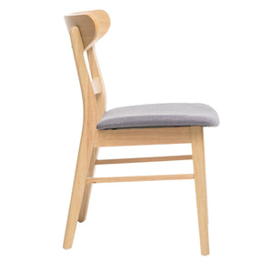 English Elm Christopher Knight Home® - 5PCS Mid-Century Modern Dining Set with Round Wood Table and Upholstered Fabric Chairs, Sleek Design Light Grey+Natural 58915.00OAK_N771P240935K