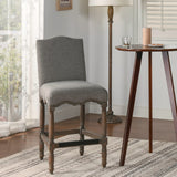 English Elm Odette 26.5" Farmhouse Upholstered Counter Height Bar Stool, Heathered Grey Linen