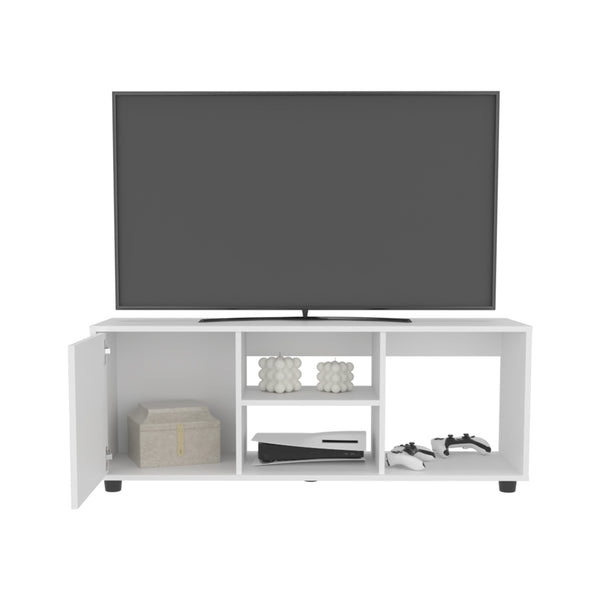 English Elm Adel 51" TV Stand for Up to 60" TVs – White MDF Console with 4 Open Shelves, Cabinet, Cable Management B200P286981