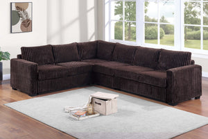 English Elm Black Corduroy L-shaped Sectional Sofa Modular 4 Piece Living Room Seating Set Coffee B011S02218