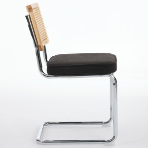 English Elm Mid Century Modern Dining Chairs Set Of 2 - Stylish Velvet Accent With Rattan Back & Chrome Base W1143P342096