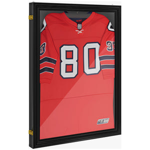 English Elm HOMCOM Black 24x32 Jersey Display Case – UV-Resistant Acrylic Shadow Box with Lockable Latches and Keys for Memorabilia Display and Wall Hanging W2225P217952