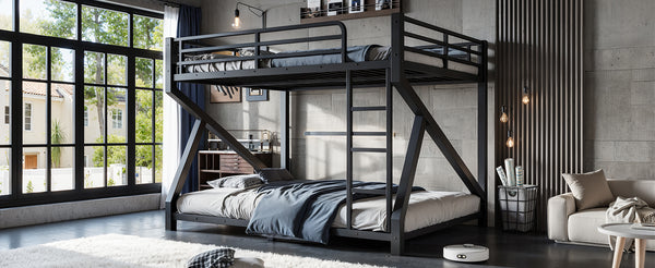 English Elm Twin Xl Over Queen Metal Bunk Bed Low Profile Steel Frame for Guest Rooms W5305S00034