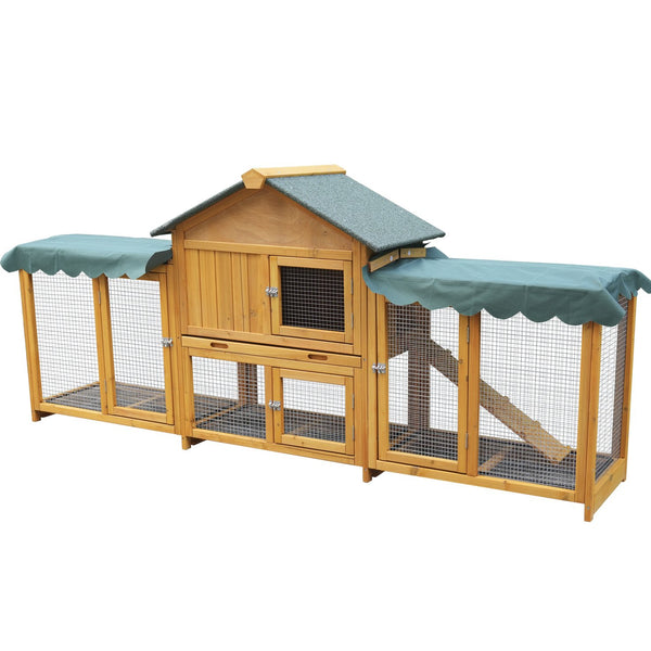 English Elm 45 Inch Solid Wood Outdoor Dog House with Elevated Floor and Waterproof Insulated Roof W1431P388072