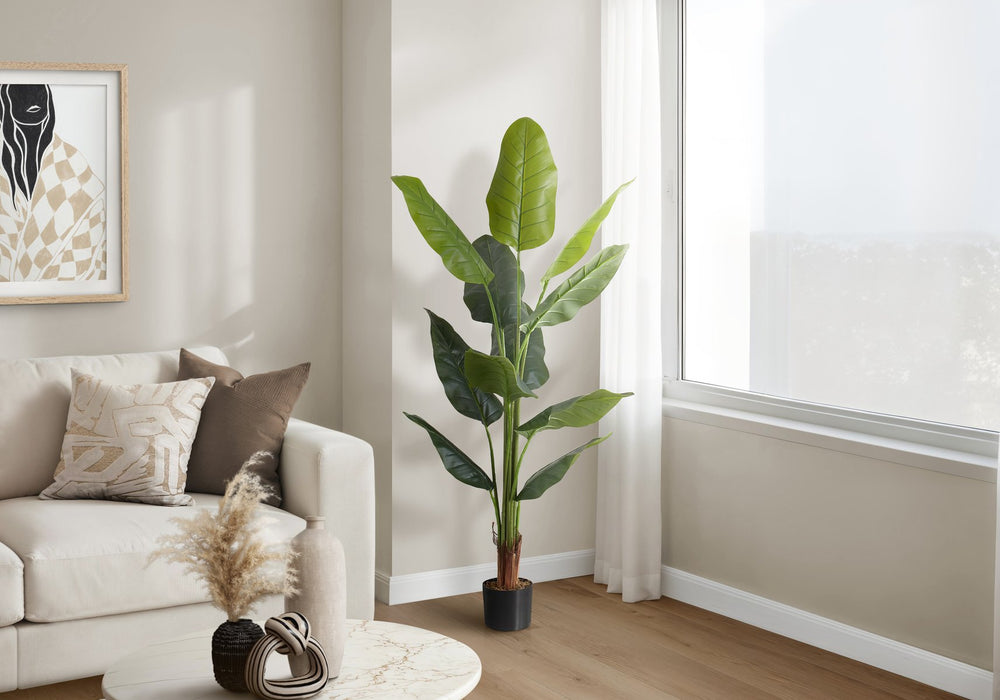 English Elm Artificial Fiddle Leaf Fig Tree 47 Inch Tall Faux Plant with Real Touch Foliage B2710P220044