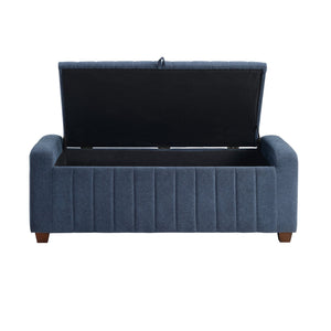 English Elm Contemporary Upholstered Storage Bench with Boucle Fabric, Plywood Frame, Foam Cushion & Solid Wood Legs Blue 50.5 L x 23.5 W x 17.5 H B011P298369