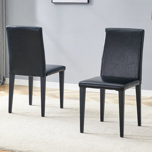 English Elm Four Black Pu Leather Dining Chairs with Steel Legs for Modern Industrial Kitchens W1151P372919