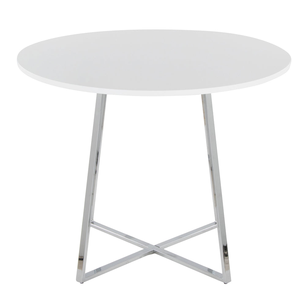 English Elm Cosmo Canary Modern Dining Table With Chrome Base & White Mdf Top – Glamorous Design For 4 B202S01120