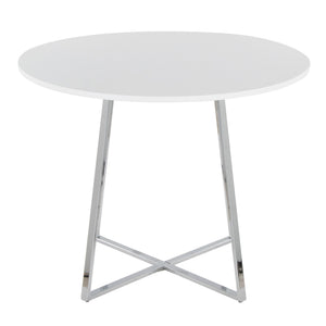 English Elm Cosmo Canary Modern Dining Table With Chrome Base & White Mdf Top – Glamorous Design For 4 B202S01120