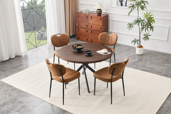 English Elm Round Foldable Mdf Dining Table with Radial Legs for Small Space Bistro Interiors Dark Walnut W3493P462092