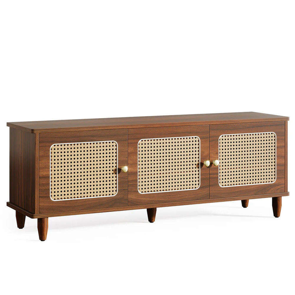 English Elm 2-tier Rattan Front Shoe Bench with Hidden Tray Farmhouse Entryway Storage T3971P463104