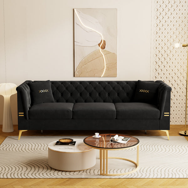 English Elm Fx-P83-Bk4 Modern Compact Sofa With Plush Faux Sherpa & Gold Accents – Perfect For Stylish Spaces! W576S00224