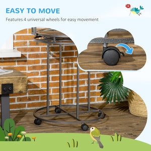 English Elm PawHut Large Parrot Play Stand with 3 Ladders, Toy Hook, Wheels & Removable Tray for Birds Gray W2225P173756
