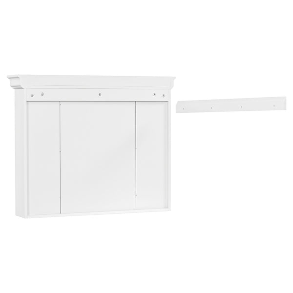 English Elm 35'' 35' 35'' x 28'' Wall Mounted Medicine Cabinet with Mirror Door, Modern MDF Storage with Towel Rod White N710P196545K