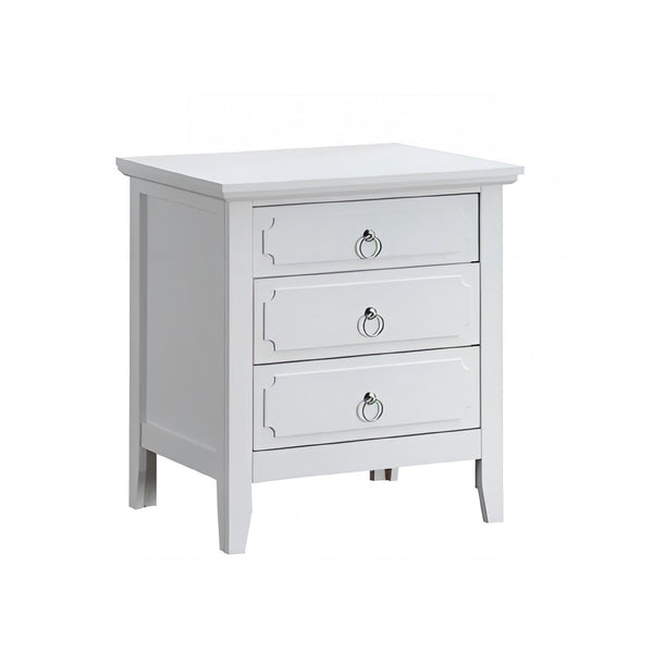 English Elm Hammond 3-Drawer Nightstand White — Fully Assembled Wood Bedside with Polished Nickel Hardware, Removable Handles, Smooth Dovetailed Drawers and Safety Stops B078P408783