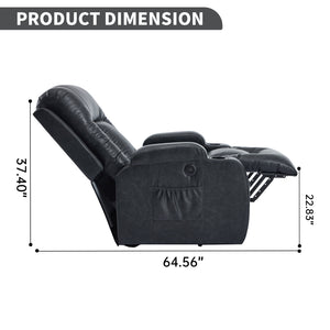 English Elm Beige Pu Leather Power Lift Recliner with Massage Lumbar Heat and Usb Charging Gray W1803S00084