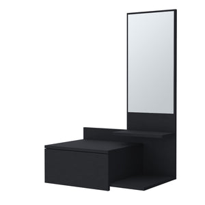 English Elm Elgin modern floating vanity with drawer and mirror, wall-mounted storage solution for small spaces Black 31.5 L x 18.1 W x 5.9 H B128P237188