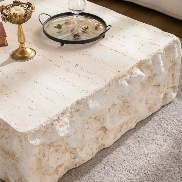 English Elm Mgo Mid-Century Round Coffee Table With Faux Stone Finish - Stylish, Durable & No Assembly Needed! W3081P344023