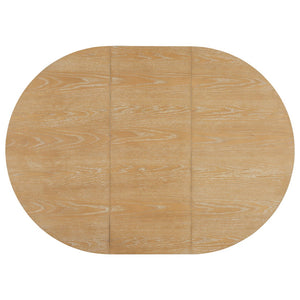 English Elm Topmax Farmhouse Round Pedestal Dining Table Extendable Leaf Rubberwood Compact Space Natural Wood N717P336673N