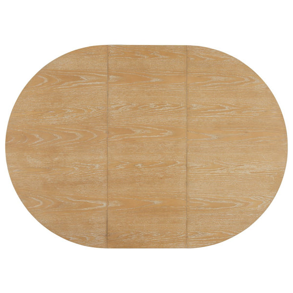 English Elm Topmax Farmhouse Round Pedestal Dining Table Extendable Leaf Rubberwood Compact Space Natural Wood N717P336673N