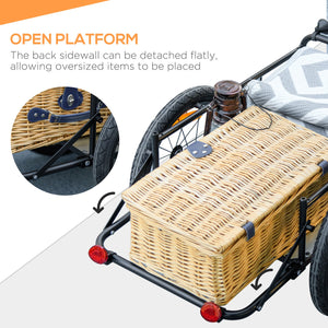English Elm Aosom Folding Bike Cargo Trailer with Galvanized Base Removable Box and 16 Inch Wheels W2225P200590