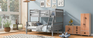 English Elm Twin Twin-over-Full Bunk Bed with Attached Ladder and Full-Length Guardrails for Safe Space-Saving Sleep Gray SM000118AAE-1