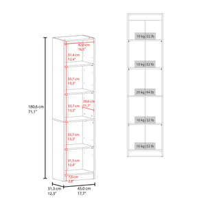 English Elm Butte Tall Two-tone Oak Bookcase with Concealed Doors and Open Shelves for Home Office B097P480466