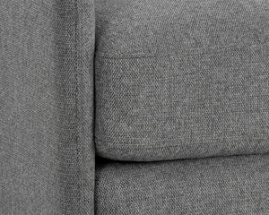 Sunpan Marcela Modern Swivel Lounge Chair in Belfast Koala Grey with Antique Brass Base for Chic Relaxation