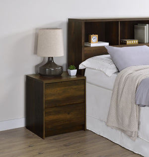 English Elm 1pc Modern Nightstand with Wood-Grain Finish, Two Spacious Drawers, Dual USB-A/C Charging & LED Motion Light Brown,Pine Wood 27.5 L x 21.75 W x 7.25 H B011P337707