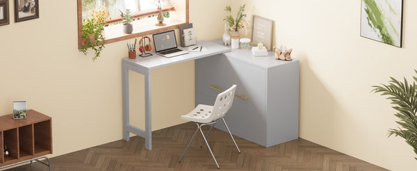 English Elm Twin Size Murphy Cabinet Bed With Adjustable Desk - Space-Saving Gray Chest Dresser For Guests N733P272603E-GIGA