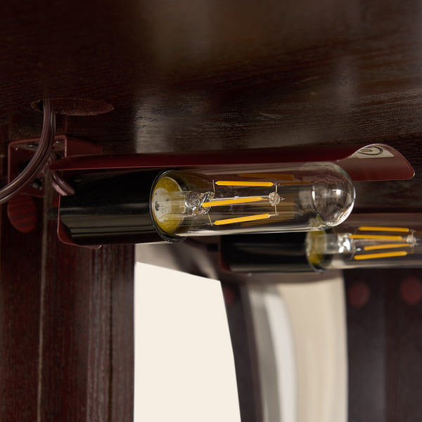 English Elm Glass Corner Curio Cabinet Lighted Dark Wood Display with Carved Crown Floral Detail Cherry W2275P292645