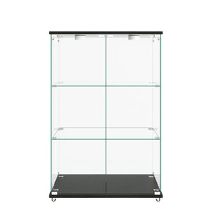 English Elm Modern Glass Display Cabinet With Led Lights - Quick Assembly, 2-Door, 3-Shelf, Ideal For Collectibles W241P242926