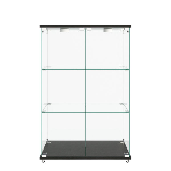 English Elm Modern Glass Display Cabinet With Led Lights - Quick Assembly, 2-Door, 3-Shelf, Ideal For Collectibles W241P242926
