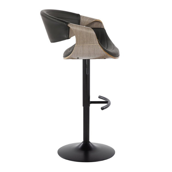 English Elm Symphony Mid-Century Modern Adjustable Barstool Set Of 2 With Swivel, Grey Wood & Faux Leather Comfort B202S01015-GIGA