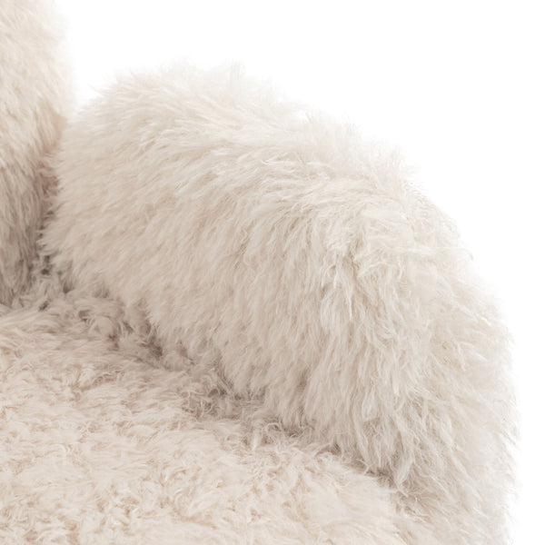 English Elm Criss Cross Swivel Chair Fluffy Lamb Wool Fleece Ergonomic Seat for Home Office W3248P424651