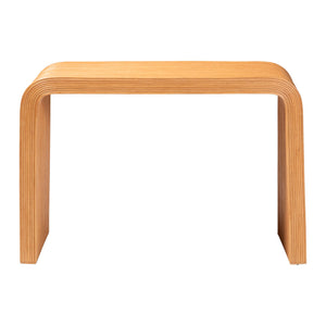 English Elm Bohemian Fluted Rattan Console Table with Mahogany Frame for Entryway Decor B2750P420421