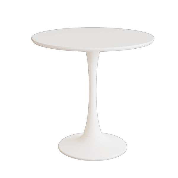 English Elm 31.5" Mid-Century White Round Dining Table with Pedestal Base, MDF Top, Seats 2-4, Sleek Design W2189131694