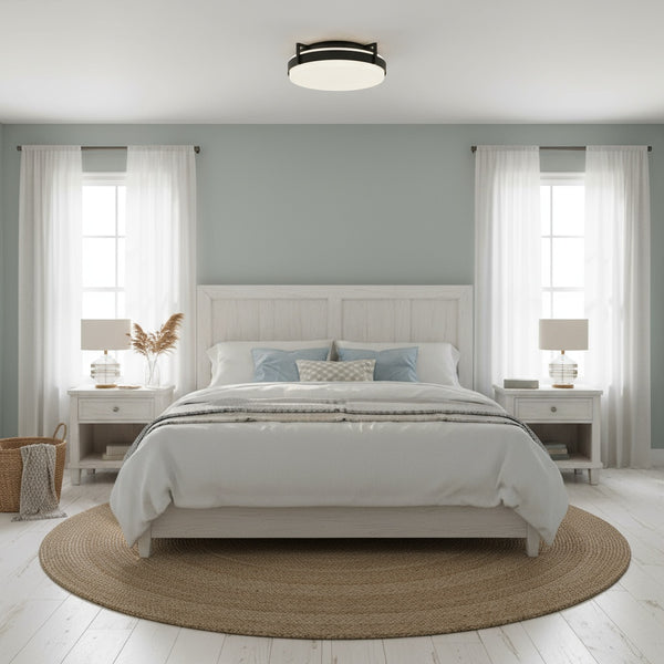 English Elm 12 Inch Led Flush Mount Ceiling Light Dimmable Selectable Color Temperature Glass Diffuser B370P399051