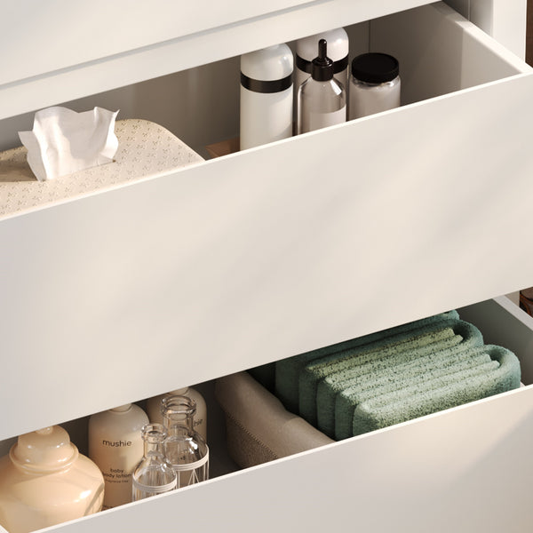 English Elm Christopher Knight Home® - 60" Double Sinks Bathroom Vanity Set with Two Ceramic Basins, Soft-Close Drawers, Sleek Handle-Free Design White N817P280550W