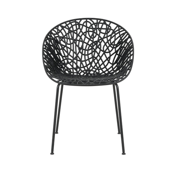 English Elm Christopher Knight Home® - Neiman Outdoor Dining Chair Set of 2 with Weather-Resistant Iron Frame and Perforated Diamond Design Black N775P256374B