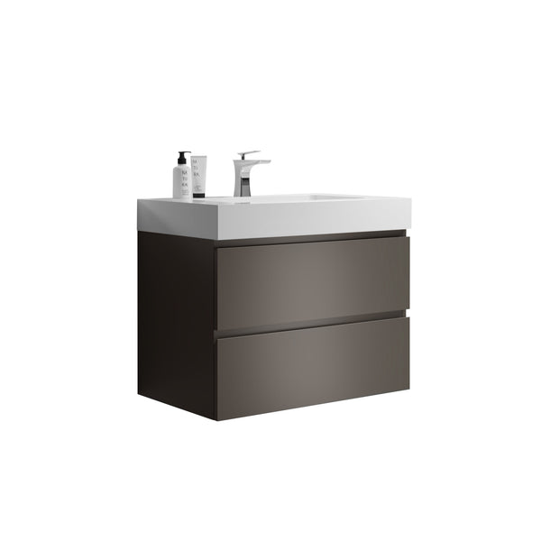 English Elm Alice 30" Gray Floating Bathroom Vanity With Sink - Modern Design, Large Storage & Quiet Soft-Closing Drawers W1865S00005