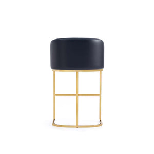English Elm Louvre Modern Metal Counter Stool In Black Leatherette With Gold Base, Fully Assembled Comfort & Style B365P400008