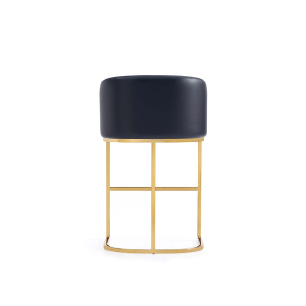 English Elm Louvre Modern Metal Counter Stool In Black Leatherette With Gold Base, Fully Assembled Comfort & Style B365P400008