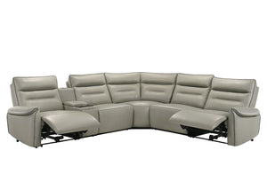 English Elm Jayke Top Grain Leather Match Power Motion Sectional Sofa with 4D Speakers, Lights, Cooler & Chargers B2726S00536