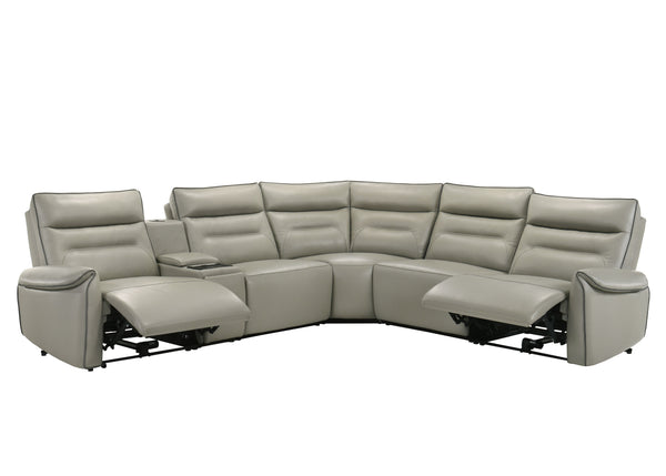 English Elm Jayke Top Grain Leather Match Power Motion Sectional Sofa with 4D Speakers, Lights, Cooler & Chargers B2726S00536