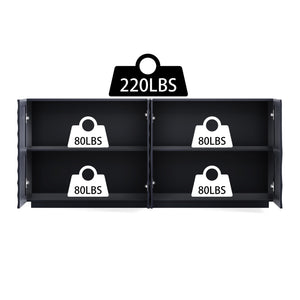 English Elm Buffet Sideboard with Wave Textured Doors Matte Black Sculptural Storage Cabinet W2263P353560