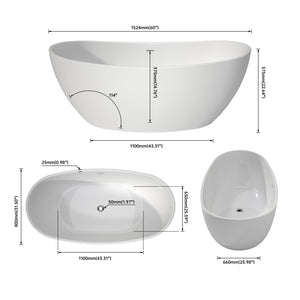 English Elm Acrylic Freestanding Soaking Tub Sculptural Deep Soak Design for Modern Spa Bathrooms T3785P380654